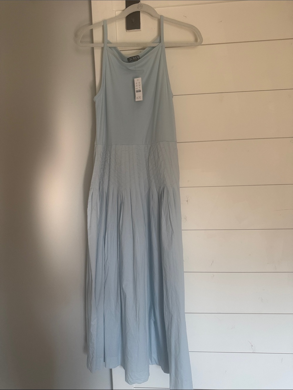 JCREW Pale Blue Sleeveless Maxi Dress multi material with pleated details